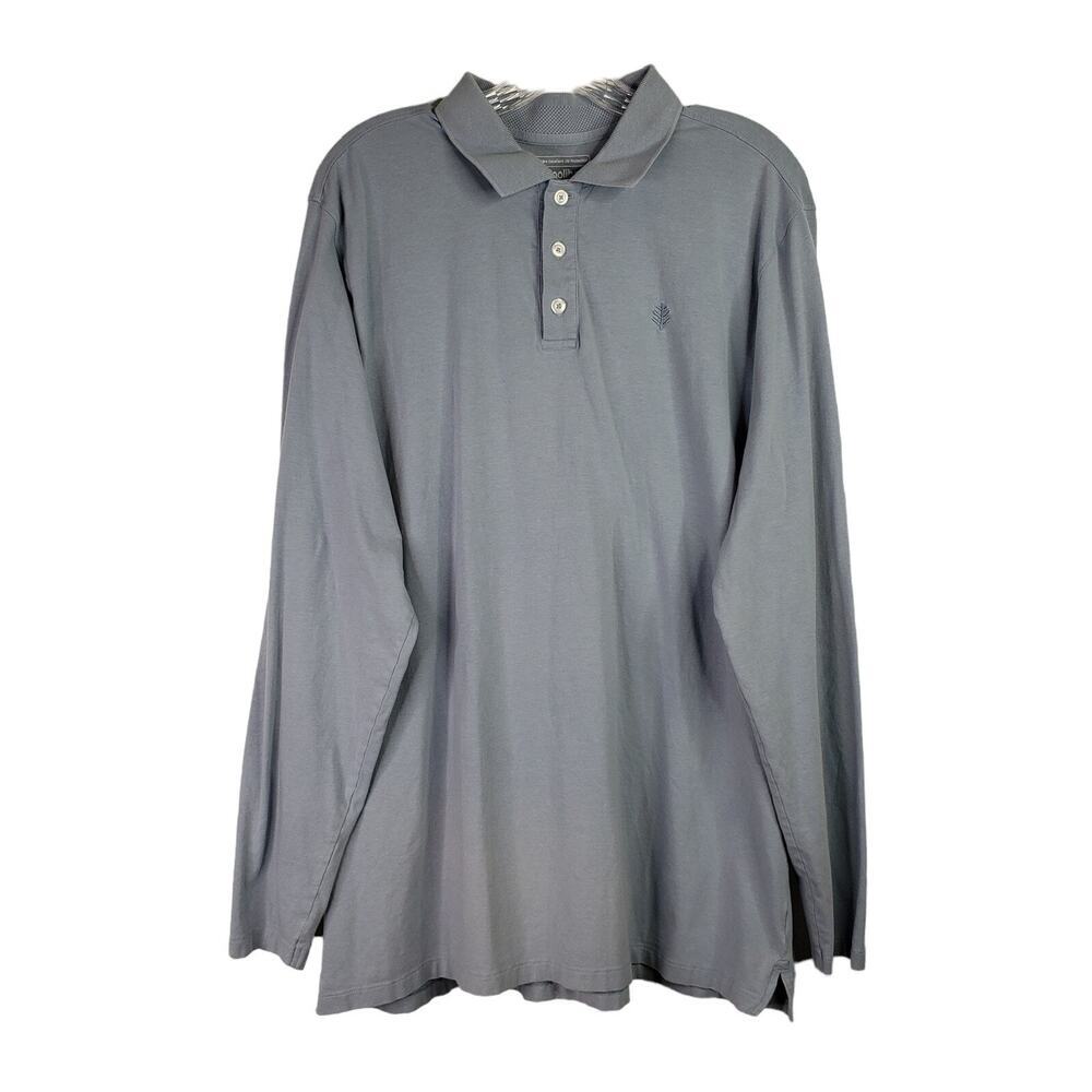 Coolibar Shirt Men's XL Gray Blue UPF 50 Sun Protection LS Collared Polo Cotton - Picture 2 of 6